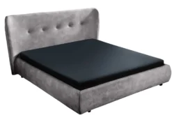 Retro Doppelbett FLORENZ 180x200cm grau Samt Kingsize Polsterbett