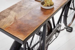 Retro Konsolentisch BICYCLE 195cm Mangoholz Fahrrad Bartisch Upcycling