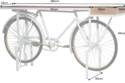 Retro Konsolentisch BICYCLE 190cm salbei natur Mangoholz Fahrrad Bartisch Upcycling