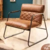 Retro Lounge Sessel MUSTANG LOUNGER antik hellbraun mit Ziersteppung