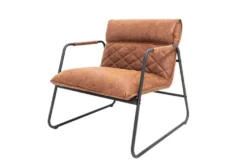 Retro Lounge Sessel MUSTANG LOUNGER antik hellbraun mit Ziersteppung