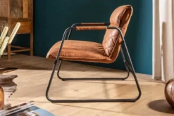 Retro Lounge Sessel MUSTANG LOUNGER antik hellbraun mit Ziersteppung