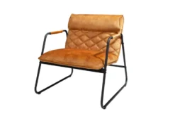Retro Lounge Sessel MUSTANG LOUNGER senfgelb Samt mit Ziersteppung
