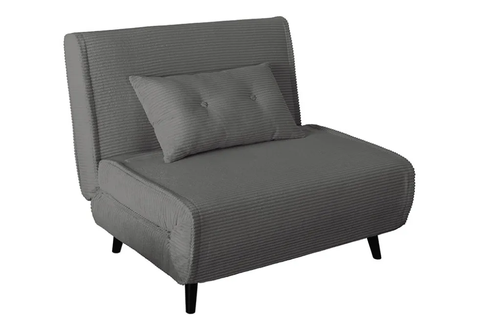 Retro Schlafsessel SMART MULTIFUNCTION 100cm grau Cord Bettfunktion inkl. Kissen