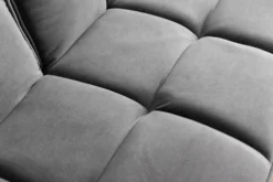 Retro Schlafsofa BOUTIQUE 215cm grau Samt 3-Sitzer mit schwarzen Füßen