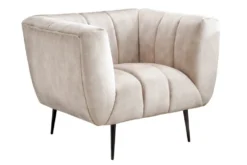 Retro Sessel NOBLESSE 105cm champagner beige Samt mit Ziersteppung