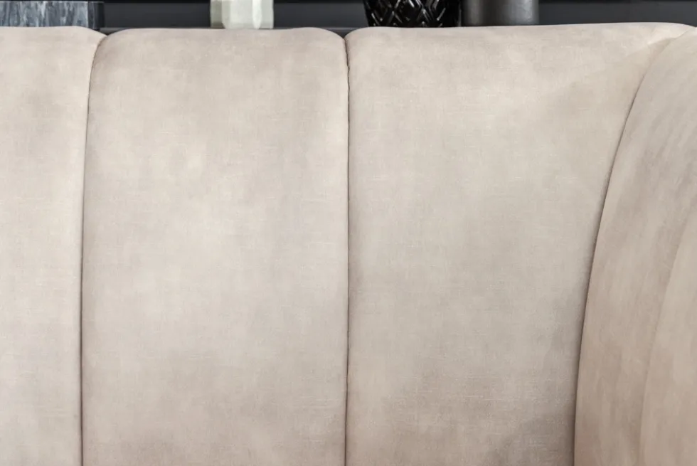 Retro Sessel NOBLESSE 105cm champagner beige Samt mit Ziersteppung
