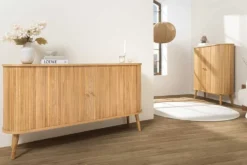 Retro Sideboard VALHALLA WOOD 160cm natur Eichenholz Schiebetüren