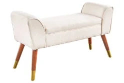 Retro Sitzbank SCARLETT 90cm beige Strukturstoff mit Armlehnen