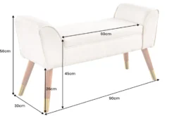 Retro Sitzbank SCARLETT 90cm beige Strukturstoff mit Armlehnen
