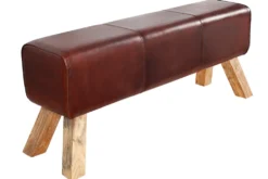 Retro Sitzbank TURNBOCK 120cm mit Echtleder Bezug Mangoholz Bank