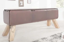 Retro Sitzbank TURNBOCK 120cm mit Echtleder Bezug Mangoholz Bank