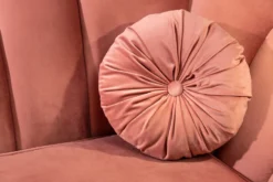 Retro 3-Sitzer Sofa ARIELLE 220cm altrosa Samt goldene Metallfüße Ziersteppung