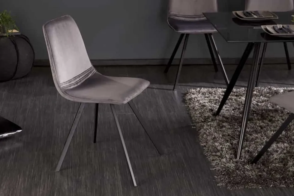 Retro Stuhl AMSTERDAM CHAIR dunkelgrau Samt Designklassiker