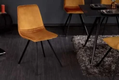 Retro Stuhl AMSTERDAM CHAIR senfgelb Samt Designklassiker