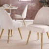 Retro Stuhl MIA CASA beige Cord champagner gold brushed Metall