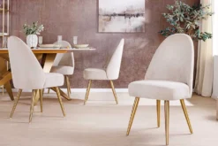 Retro Stuhl MIA CASA beige Cord champagner gold brushed Metall