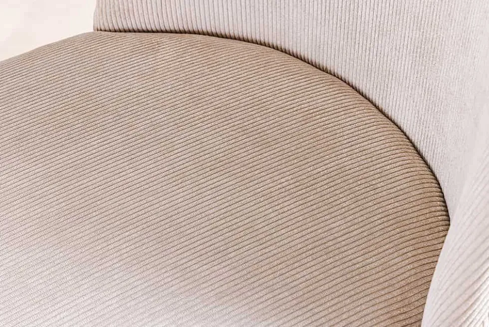 Retro Stuhl MIA CASA beige Cord champagner gold brushed Metall