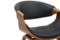 Retro Stuhl ORGANIC schwarz Walnuss Kunstleder mit Armlehnen