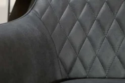 Retro Stuhl PALERMO anthrazit mit Armlehne und Ziersteppung