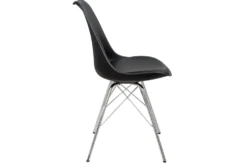 Retro Stuhl SCANDINAVIA MEISTERSTÜCK schwarz verchromtes Gestell