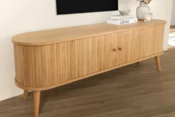 Retro TV-Board VALHALLA WOOD 160cm natur Eichenholz Schiebetüren Lowboard