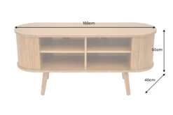 Retro TV-Board VALHALLA WOOD 160cm natur Eichenholz Schiebetüren Lowboard