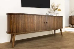 Retro TV-Board VALHALLA WOOD 160cm smoked Eichenholz Schiebetüren Lowboard