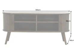 Retro TV-Board VALHALLA WOOD 160cm smoked Eichenholz Schiebetüren Lowboard
