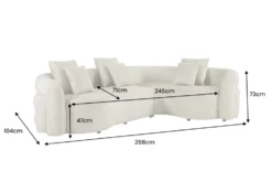 Retro Wohnlandschaft VOGUE 290cm beige Samt XXL-Sofa organische Form inkl. Kissen