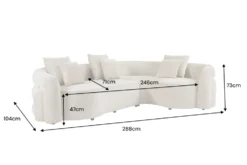 Retro Wohnlandschaft VOGUE 290cm beige Chenille XXL-Sofa organische Form inkl. Kissen