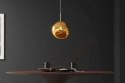 Runde Hängelampe LIQUID DIAMOND 20cm gold Glas Stahl Kugelleuchte