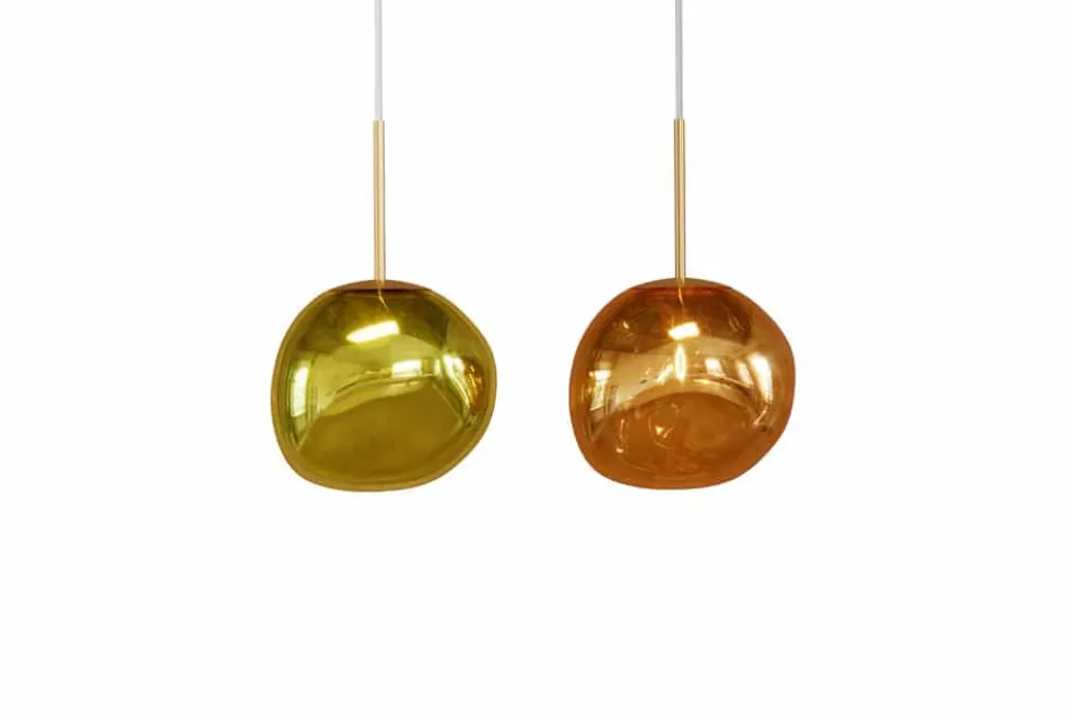 Runde Hängelampe LIQUID DIAMOND 20cm gold Glas Stahl Kugelleuchte