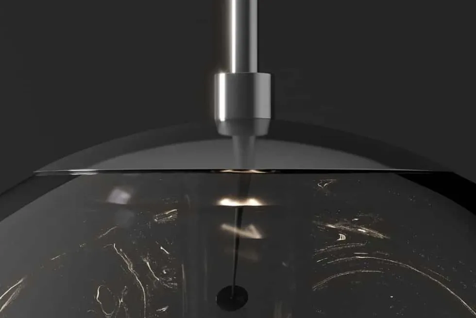Runde Hängelampe LIQUID DIAMOND 20cm smoke Glas Stahl Kugelleuchte