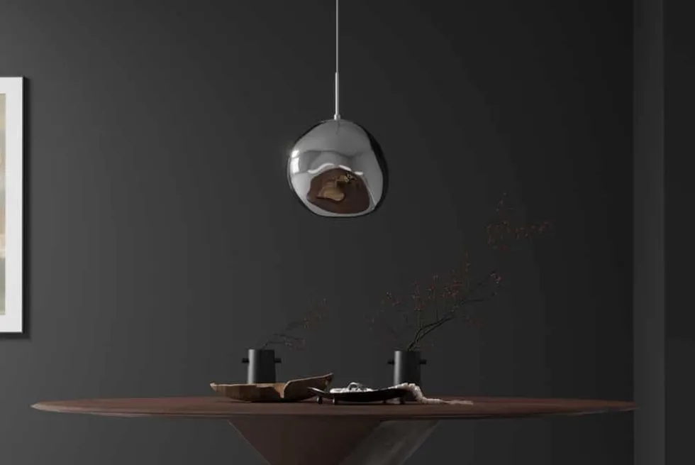 Runde Hängelampe LIQUID DIAMOND 20cm smoke Glas Stahl Kugelleuchte