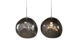 Runde Hängelampe LIQUID DIAMOND 35cm smoke Glas Stahl Kugelleuchte