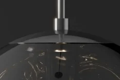 Runde Hängelampe LIQUID DIAMOND 35cm smoke Glas Stahl Kugelleuchte