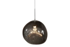 Runde Hängelampe LIQUID DIAMOND 35cm smoke Glas Stahl Kugelleuchte