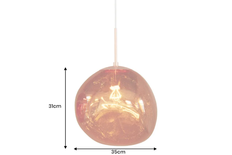 Runde Hängelampe LIQUID DIAMOND 35cm kupfer Glas Stahl Kugelleuchte