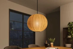 Runde Hängelampe ORGANIC 45cm natur Stoffschirm Boho
