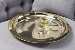 Runder Beistelltisch CASABLANCA 50cm messing gold schwarz Tablett abnehmbar klappbar