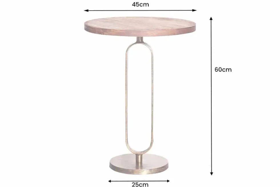 Runder Beistelltisch ELEGANCE 60cm messing Mangoholz Metall Aluminium massiv handmade