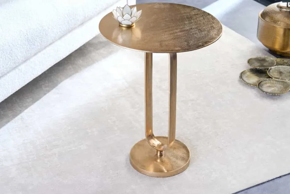Runder Beistelltisch ELEGANCE 60cm gold Metall Aluminium handmade