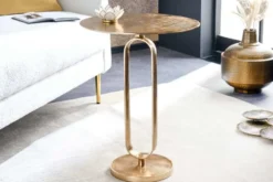 Runder Beistelltisch ELEGANCE 60cm gold Metall Aluminium handmade
