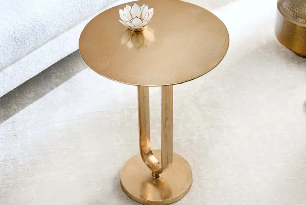 Runder Beistelltisch ELEGANCE 60cm gold Metall Aluminium handmade