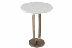 Runder Beistelltisch ELEGANCE 60cm weiß gold antik Marmor Metall Aluminium handmade
