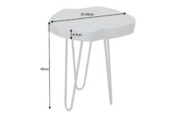 Runder Beistelltisch GOA 45cm grau Akazie Massivholz Baumscheibe Hairpin Legs Metall