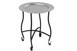 Runder Beistelltisch MARRAKESCH 50cm silber Teetisch abnehmbares Tablett klappbar