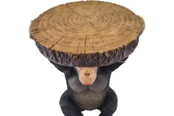 Runder Beistelltisch MONKEY 55cm schwarz grau Affen-Skulptur handmade