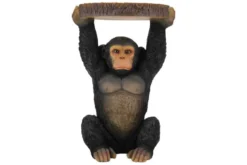 Runder Beistelltisch MONKEY 55cm schwarz grau Affen-Skulptur handmade